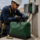 Bolsa de Lona Verde para Ferramentas e EPIs Telecom Eletricista Resistente 45x22x30cm 15kg Transporte Profissional