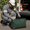 Bolsa de Lona Verde para Ferramentas e EPIs Telecom Eletricista Resistente 45x22x30cm 15kg Transporte Profissional