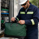 Bolsa de Lona Verde para Ferramentas e EPIs Telecom Eletricista Resistente 45x22x30cm 15kg Transporte Profissional