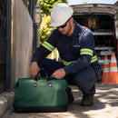Bolsa de Lona Verde para Ferramentas e EPIs Telecom Eletricista Resistente 45x22x30cm 15kg Transporte Profissional