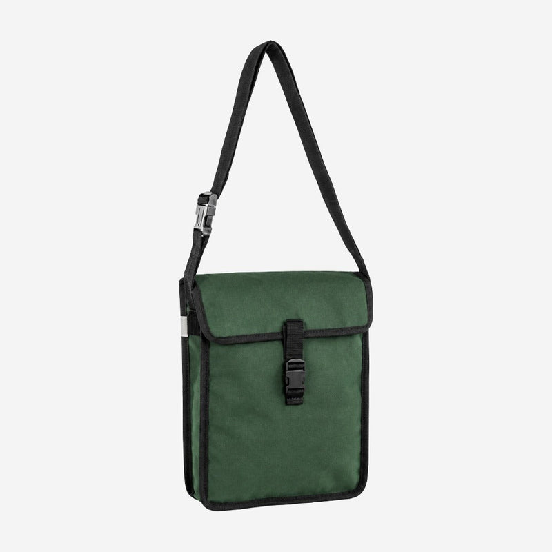 Bolsa em Lona com Tampa para Trabalho em Altura Armazenagem de Cordas Cintos e EPIs Verde e Preto Alça Ombro Nylon Fundo Reforçado MG Cinto MG 1817
