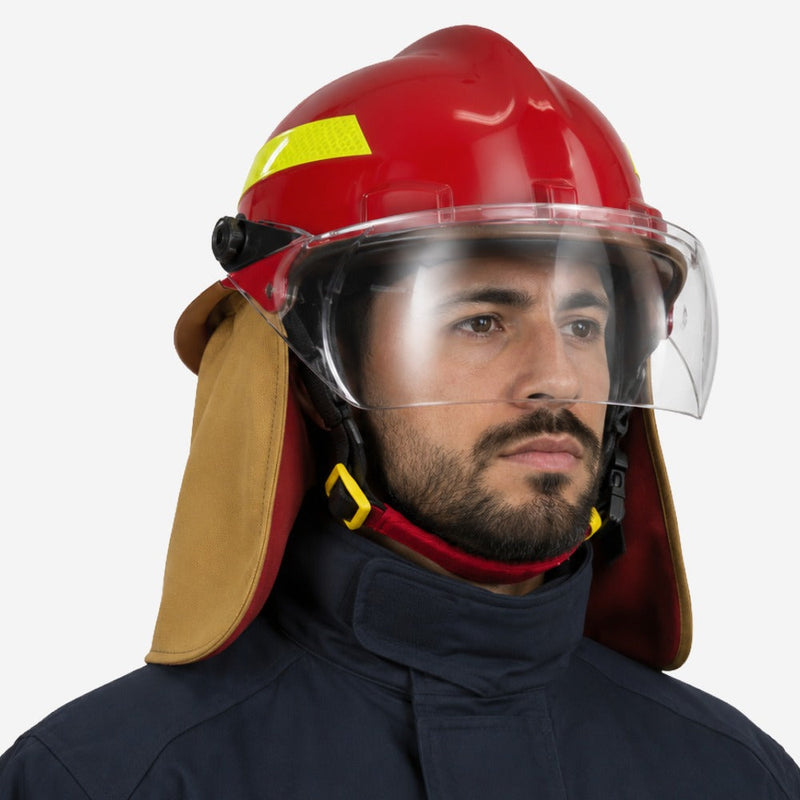 Capacete para Bombeiro Vermelho Alta Resistência Combate a Incêndio Termoplástico Visor Policarbonato Protetor de Nuca Hércules HF09204 CA 35173
