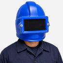 Capacete para Jatista Jateamento em Fibra de Vidro Azul com Visor de Vidro Temperado Fiberglass CA 21196