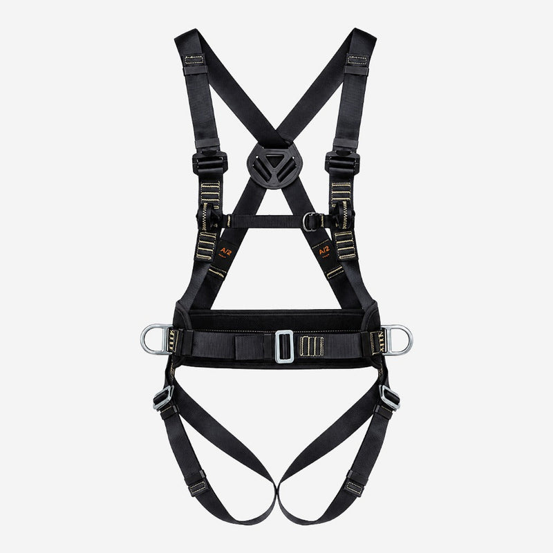 Cinto Paraquedista Abdominal para Trabalho em Altura Retardante à Chama 4 Pontos de Conexão Fita Poliéster 45mm Preto MG Cinto MULT 2010B CA 35529