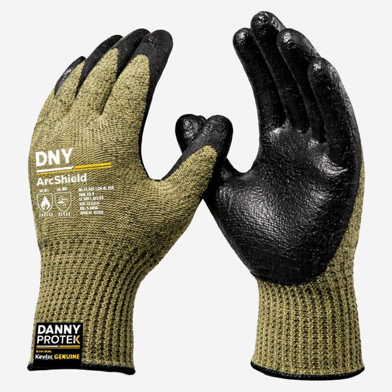 Luva de Proteção Anticorte e Calor Kevlar Verde com Banho Nitrílico na Palma para Uso Profissional Danny DNY ArcShield DA-60.900 CA 45499