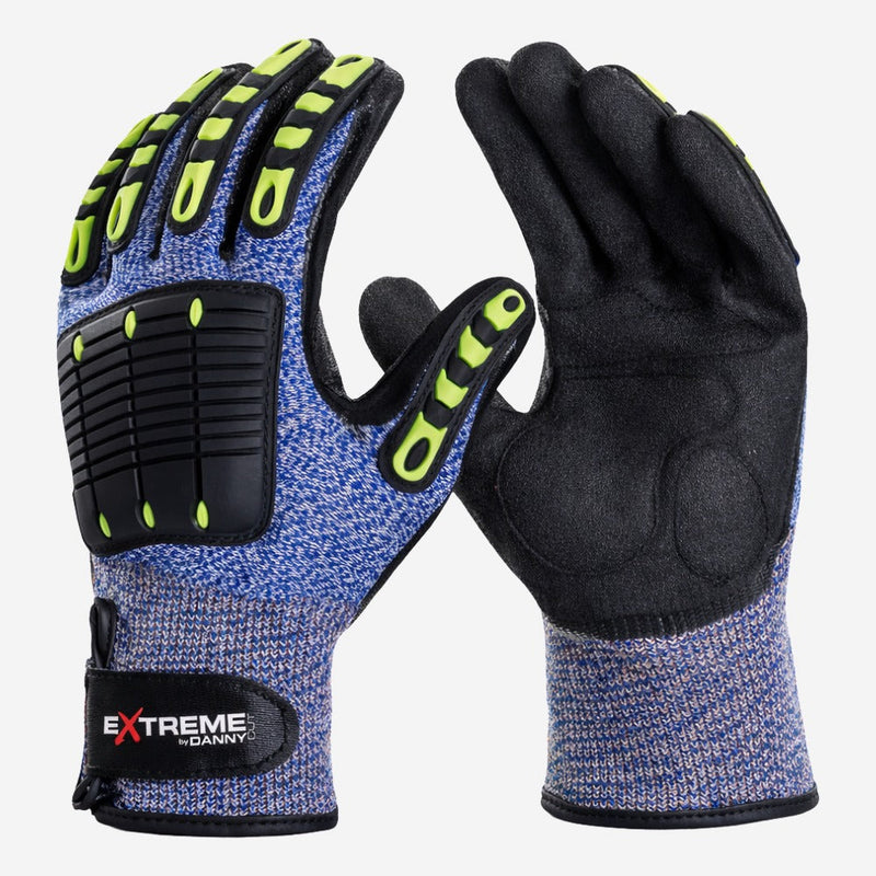 Luva de Proteção Anticorte Impacto e Calor para Óleo e Gás PEAD Azul Nitrílico Preto TPR Danny Extreme Cut DA-43.900 CA 32232