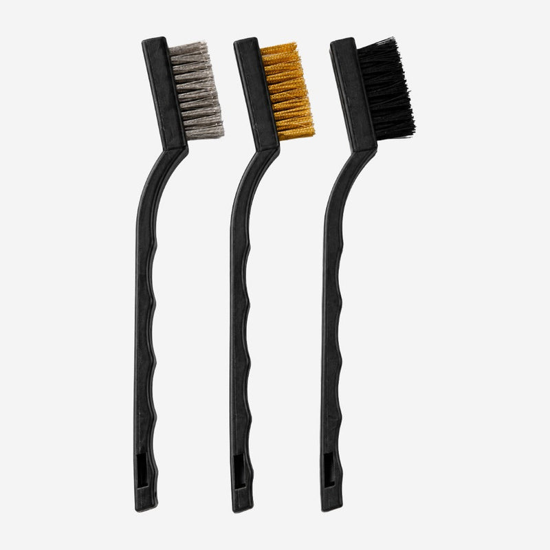 Jogo de Mini Escovas de Aço, Latão e Plástico com Cabo Plástico 3 Peças 17cm Eda 8AG