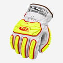 Luva de Proteção Anticorte Impacto e Calor para Serviços Pesados Couro de Cabra Branco TPR Amarelo Ansell RINGERS R665 CA 44320