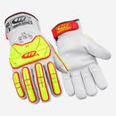 Luva de Proteção Anticorte Impacto e Calor para Serviços Pesados Couro de Cabra Branco TPR Amarelo Ansell RINGERS R665 CA 44320