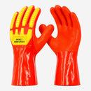 Luva de Proteção Anticorte Impacto Químicos e Calor PVC Para-Aramida TPR Fluorescente Áspera Cano 35cm Kalipso Impact Reinforced 128-001 CA 51130