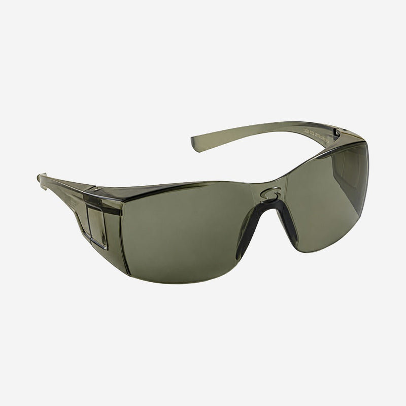 Óculos de Proteção para Área Externa Lente Cinza Antirrisco UV Proteção Frontal e Lateral Armação Cinza Super Safety SS 1 CA 30013